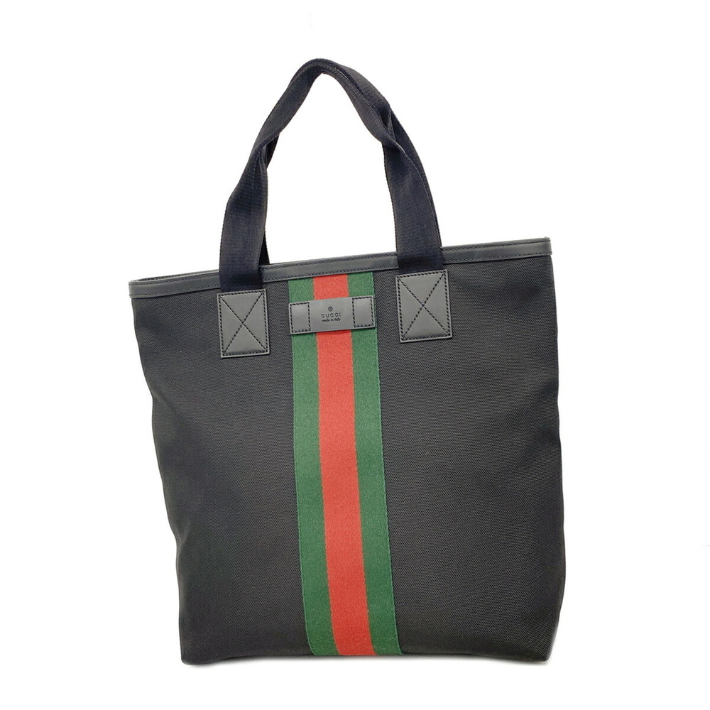 Gucci Tote Bag, Sherry Line, 631245, Nylon, Black, Men's & Women's